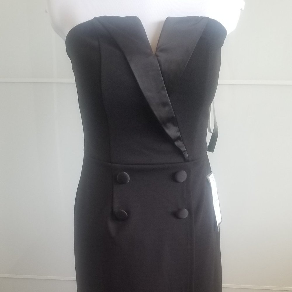 Trixxi Black Strapless Midi Dress with Satin Notch